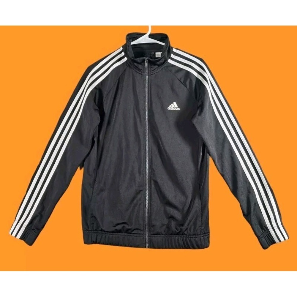 Adidas Black Jacket 3 Stripes Full Zip Women's Size S, PIT TO PIT 20 IN